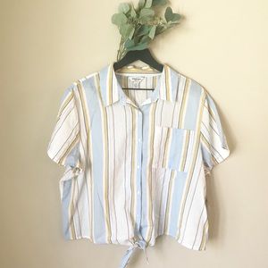 Arizona Jean Company Striped Spring Tie Top Size XXL